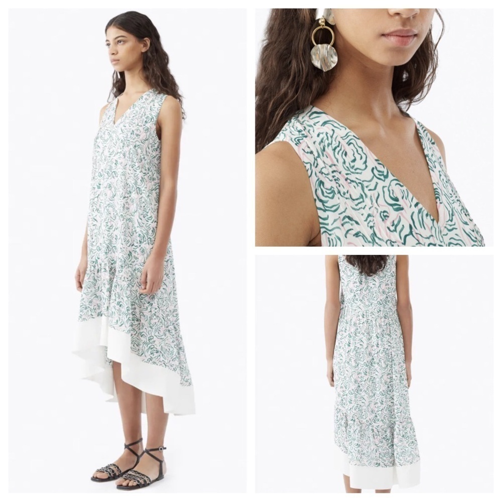 3.1 Philip Lim flowy printed patterned sleeve dress white 13087